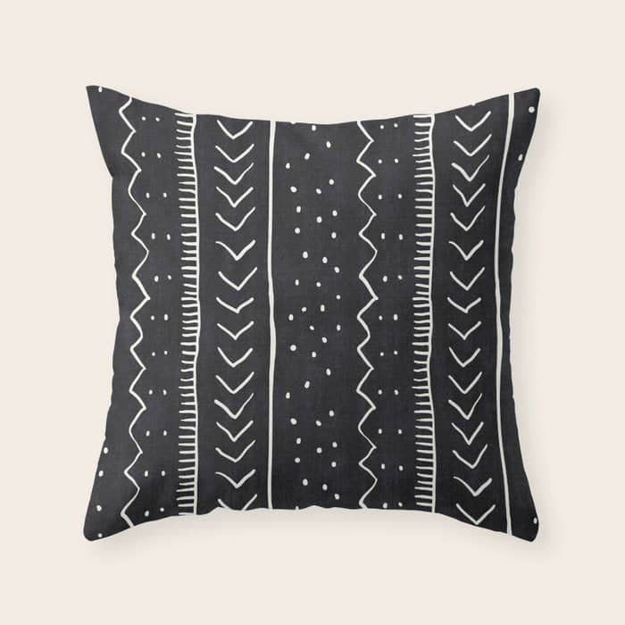 Cute Geometric Stripe In Black And White Throw Pillow