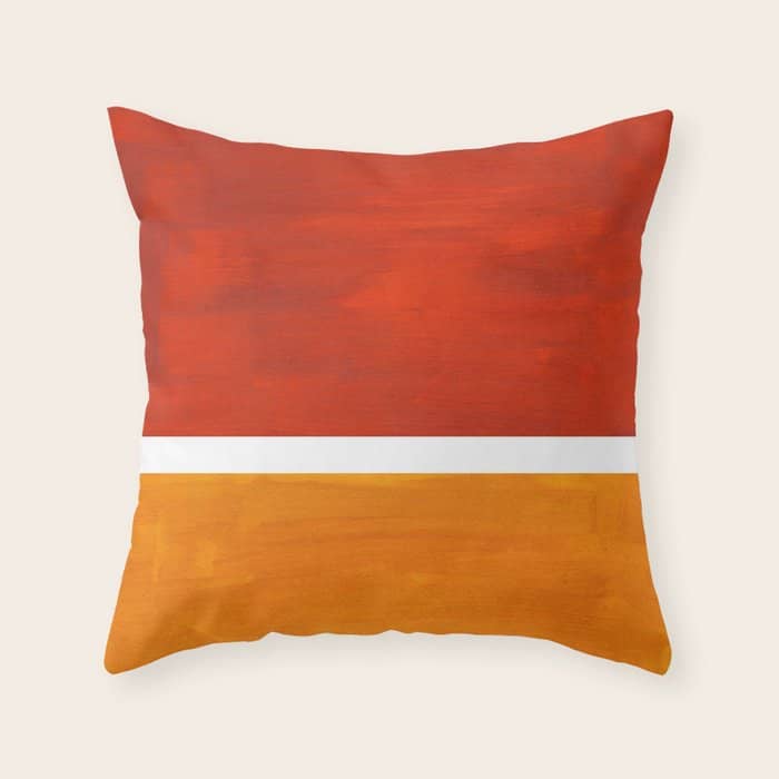 Burnt Orange Yellow Ochre Mid Century Modern Abstract Minimalist Rothko Color Field Squares Throw Pillow