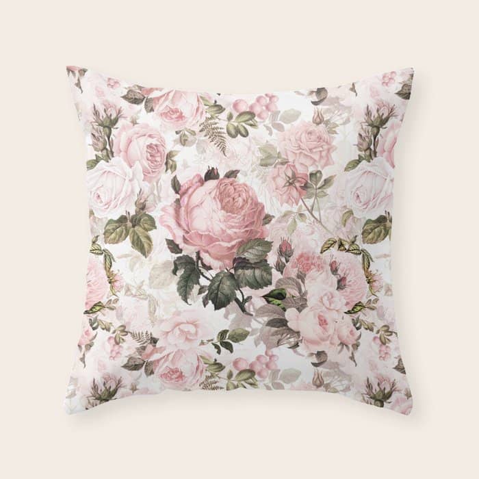Vintage & Shabby Chic - Sepia Pink Roses  Throw Pillow