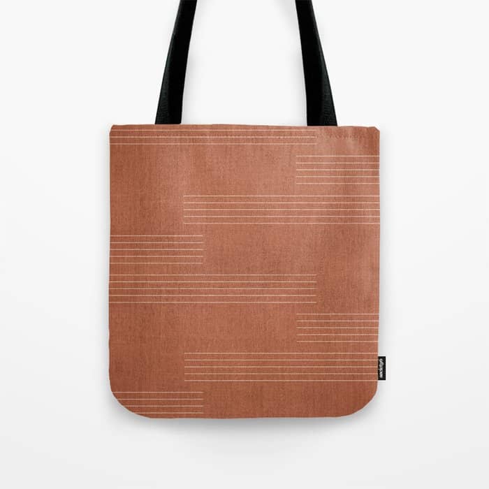Minimal, Pattern, Boho Prints, Terracotta Tote Bag