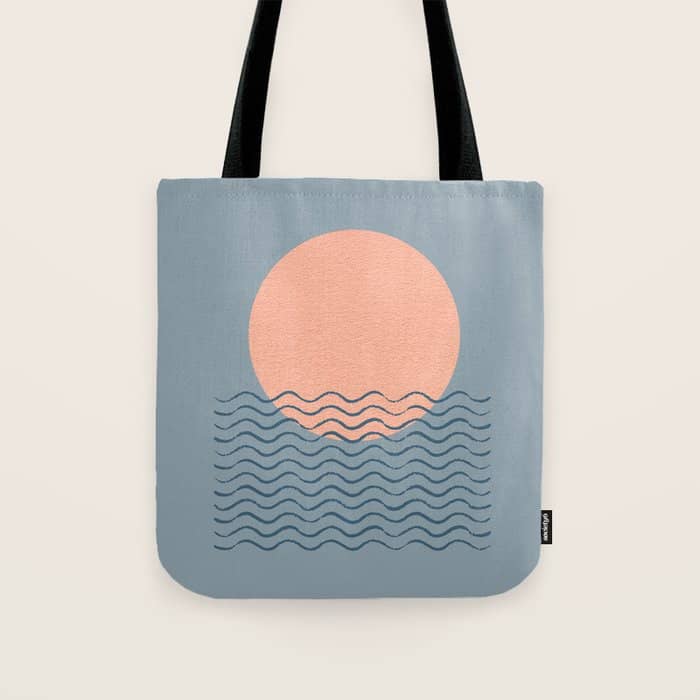 Ocean Wave Sun Blue - Mid Century Modern Tote Bag