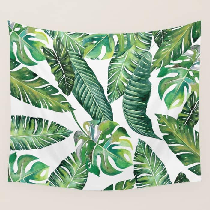 Jungle Leaves, Banana, Monstera #Homestorie Wall Tapestry