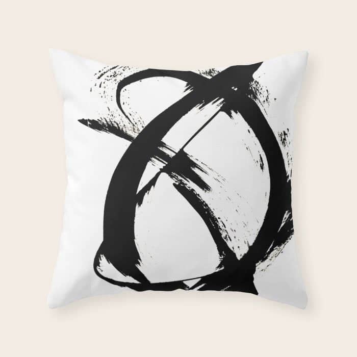 Brushstroke 7: A Minimal, Abstract, Black And White Piece Throw Pillow