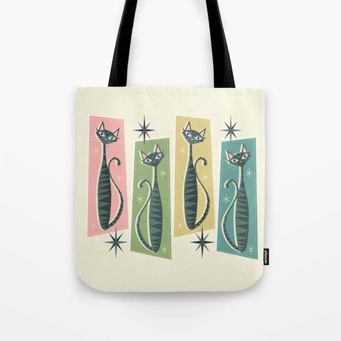 Retro Patchwork Tabbies ©Studioxtine Tote Bag