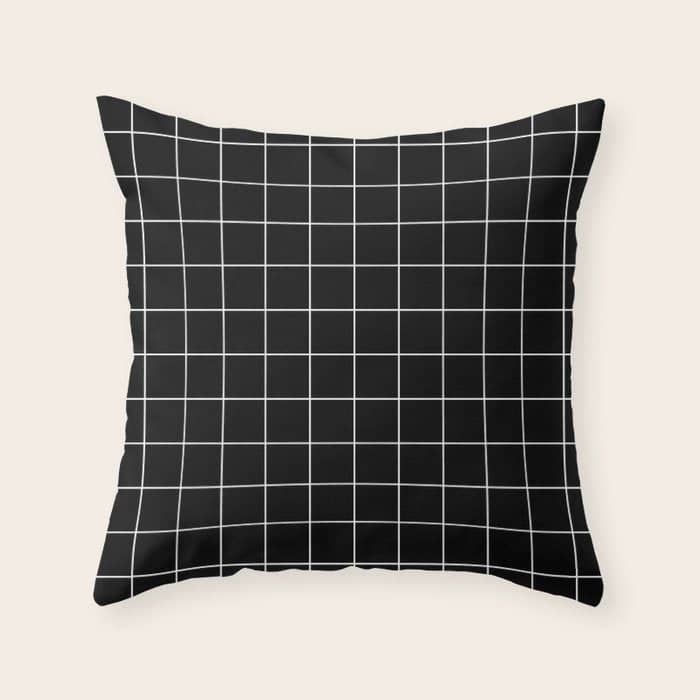Grid Pattern Line Stripe Black And White Minimalist Geometric Stripes Lines Drawing Throw Pillow