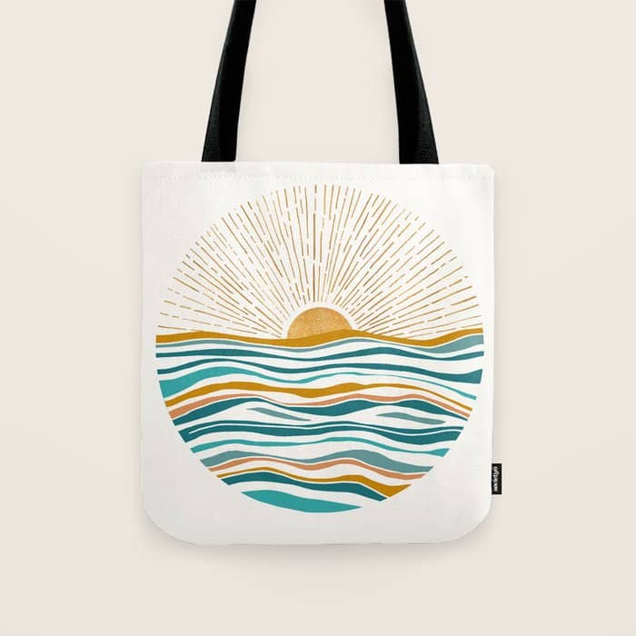 The Sun And The Sea - Gold And Teal Tote Bag