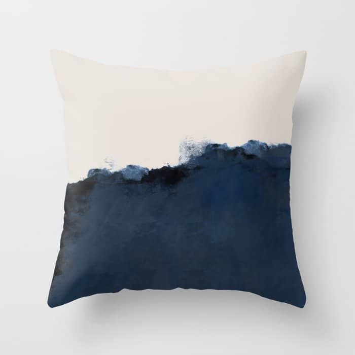Abstract, Blue, Beige, Indigo Throw Pillow