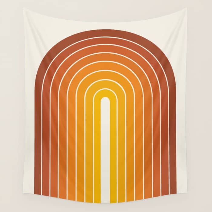 Gradient Arch Ix Retro Orange Mid Century Modern Rainbow Wall Tapestry