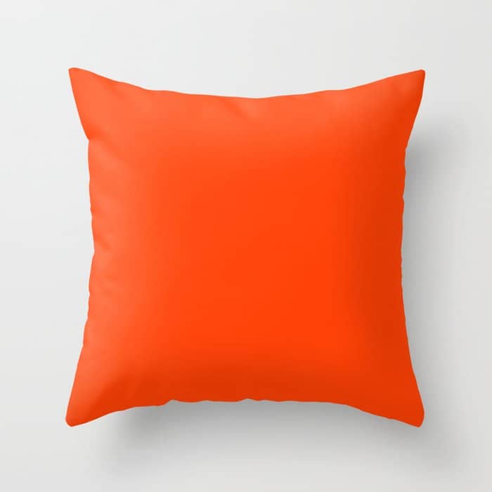 Bright Fluorescent Neon Orange Throw Pillow