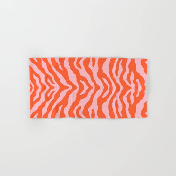 Zebra Wild Animal Print Orange And Pink Bath Towel
