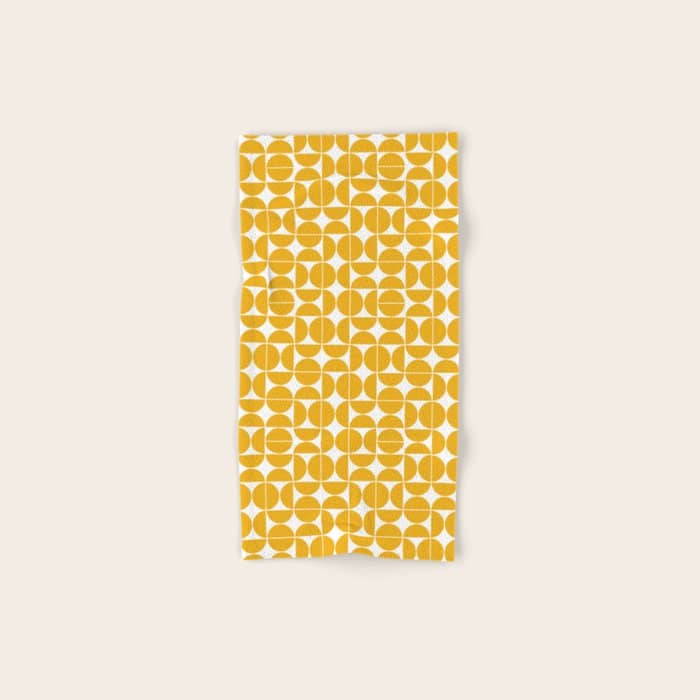 Mid Century Modern Geo 04b Yellow Bath Towel