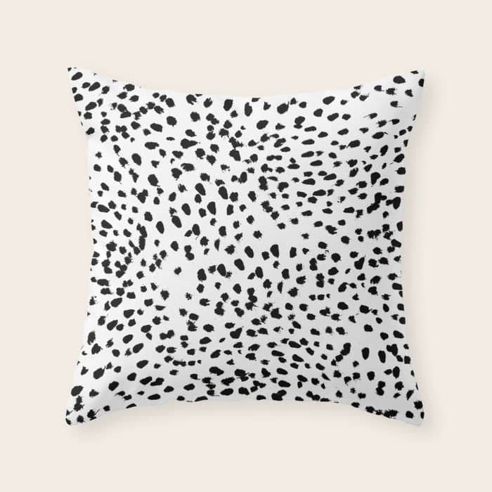 Nadia - Black And White, Animal Print, Dalmatian Spot, Spots, Dots, Bw Throw Pillow