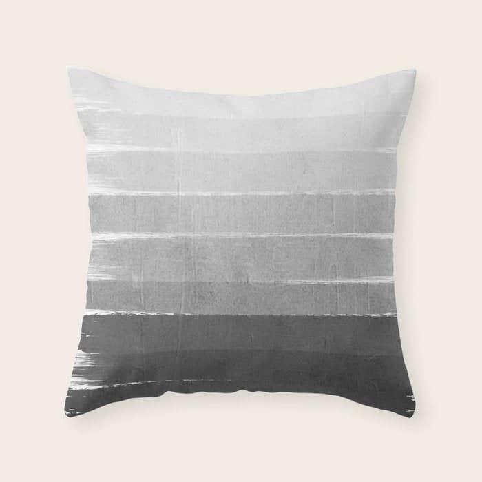 Brushstroke - Ombre Grey, Charcoal, Minimal, Monochrome, Black And White, Trendy,  Painterly Art  Throw Pillow