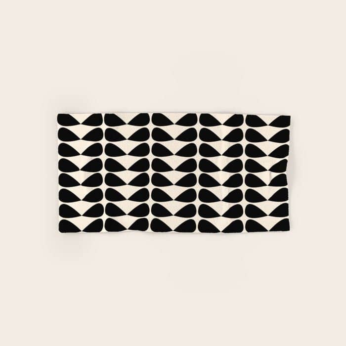 Mod Leaves Mid Century Modern Abstract Pattern In Black And Almond Cream Bath Towel