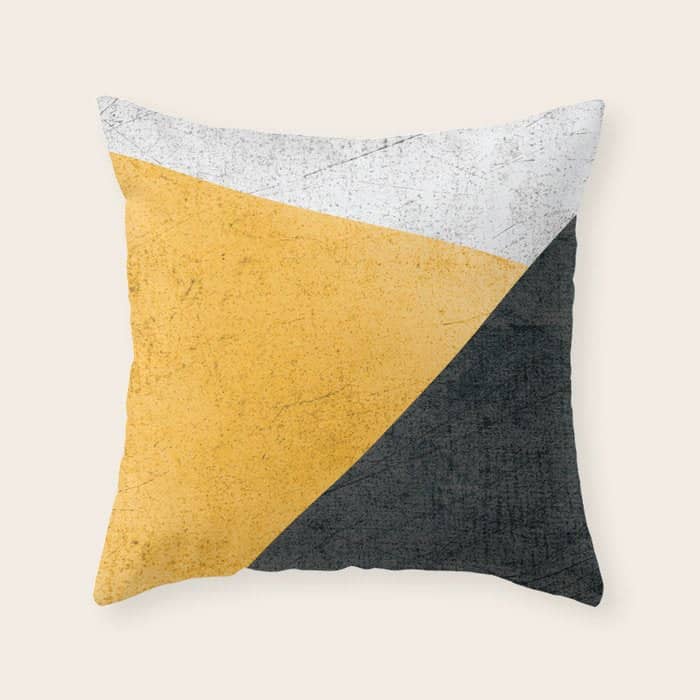 Modern Yellow & Black Geometric Throw Pillow