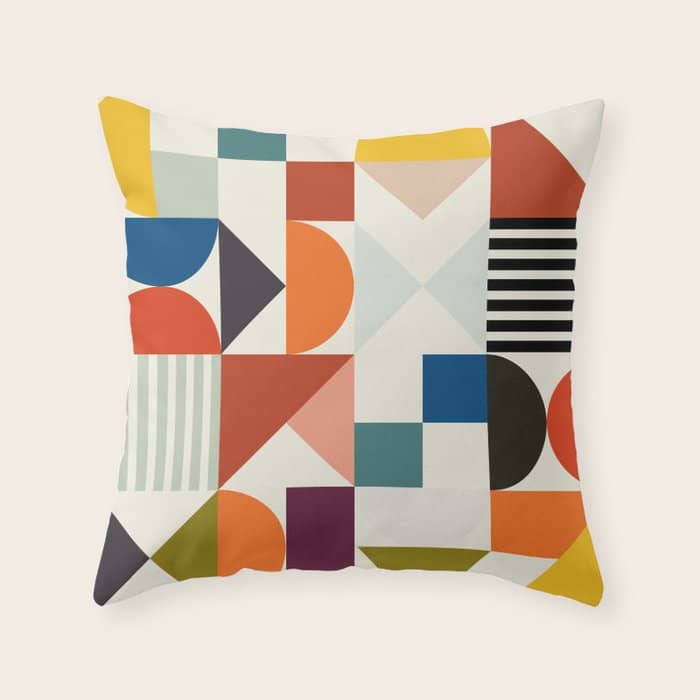 Mid Century Retro Shapes Geometric Throw Pillow