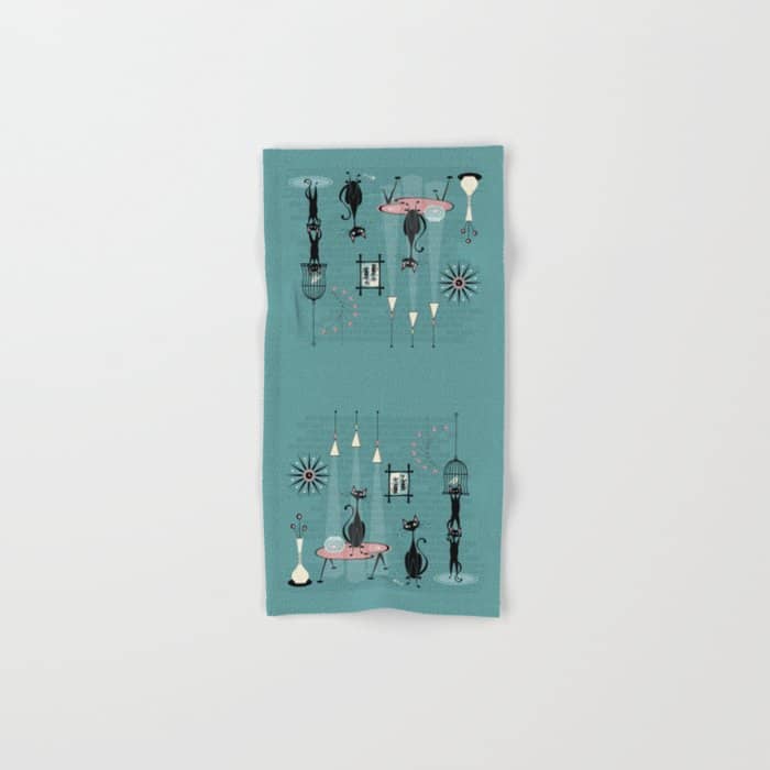 Mid Century Kitty Mischief - ©Studioxtine Bath Towel