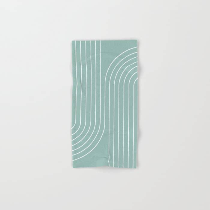 Minimal Line Curvature Vii Sage Green Mid Century Modern Arch Abstract Bath Towel
