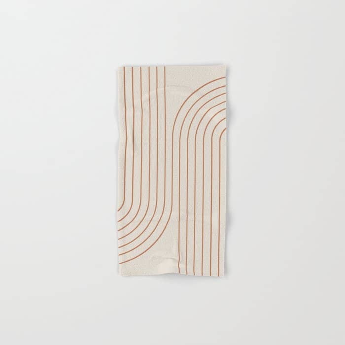 Minimal Line Curvature Vi Earthy Natural Mid Century Modern Arch Abstract Bath Towel