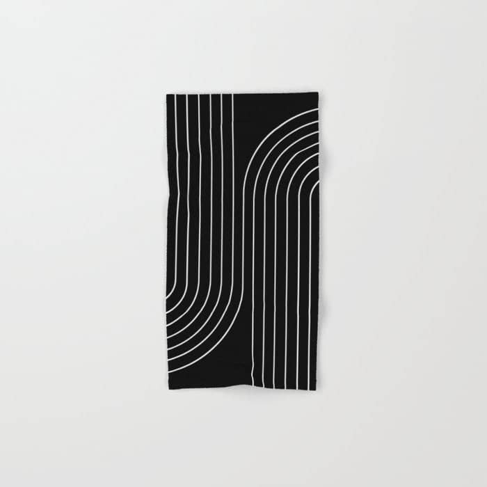 Minimal Line Curvature Ii Black And White Mid Century Modern Arch Abstract Bath Towel