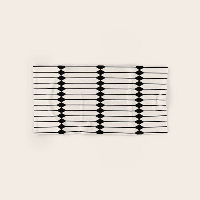 Minimal Geometric Pattern - Black Bath Towel