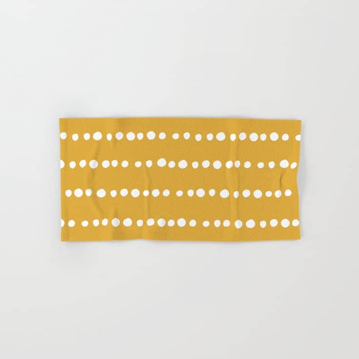 Spotted, Mustard Yellow, Boho Prints Bath Towel