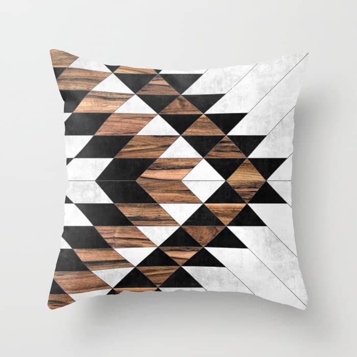 Urban Tribal Pattern No.9 - Aztec - Concrete And Wood Throw Pillow
