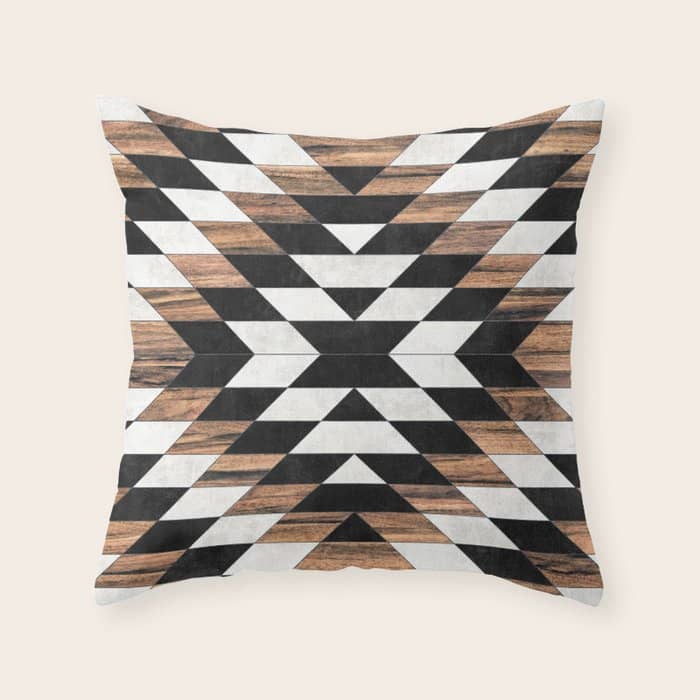 Urban Tribal Pattern No.13 - Aztec - Concrete And Wood Throw Pillow