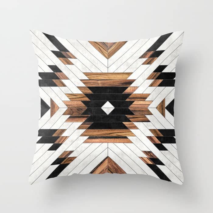 Urban Tribal Pattern No.5 - Aztec - Concrete And Wood Throw Pillow