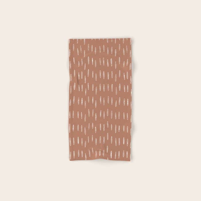 Boho Raindrops Abstract Pattern, Terracotta Bath Towel