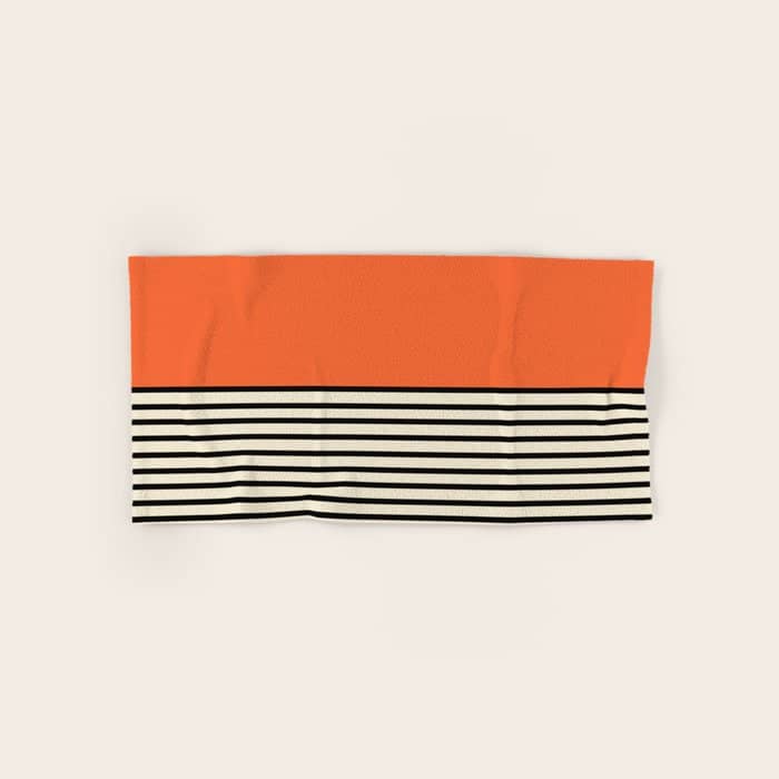 Sunrise Sunset I - Orange Black Bath Towel