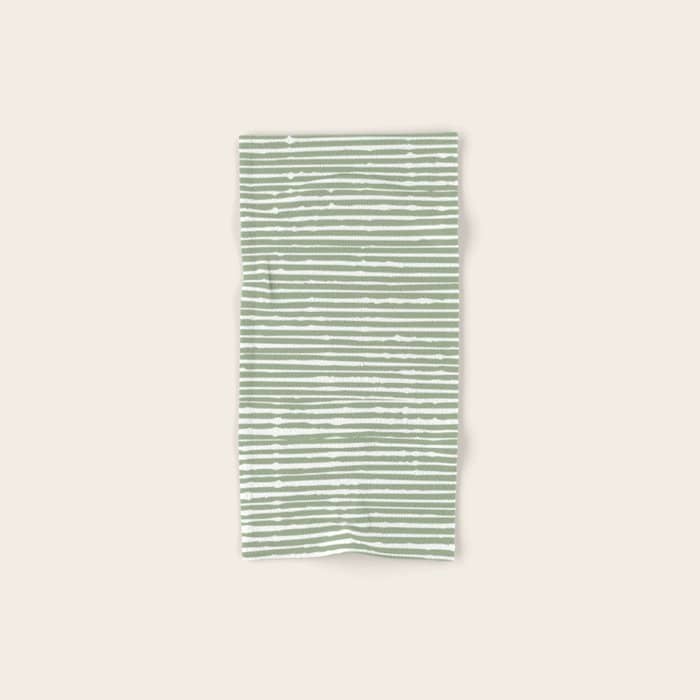 Abstract Stripes, Sage Green, Boho Wall Art Bath Towel