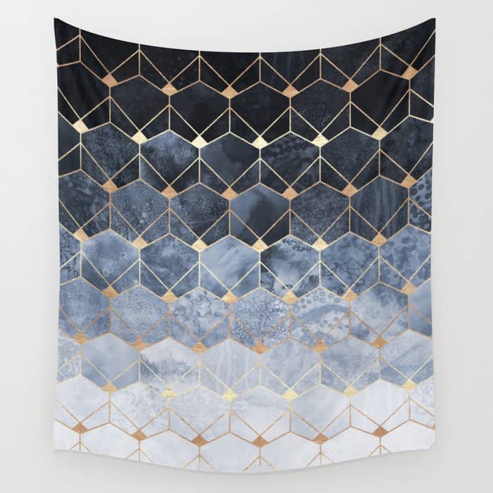 Blue Hexagons And Diamonds Wall Tapestry