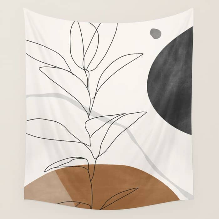 Abstract Art Minimal Plant Wall Tapestry