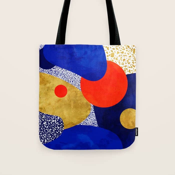 Terrazzo Galaxy Blue Night Yellow Gold Orange Tote Bag