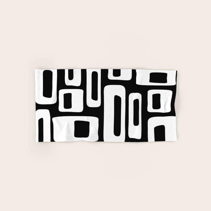 Black And White Mid Century Modern Abstract Pattern 335 Bath Towel