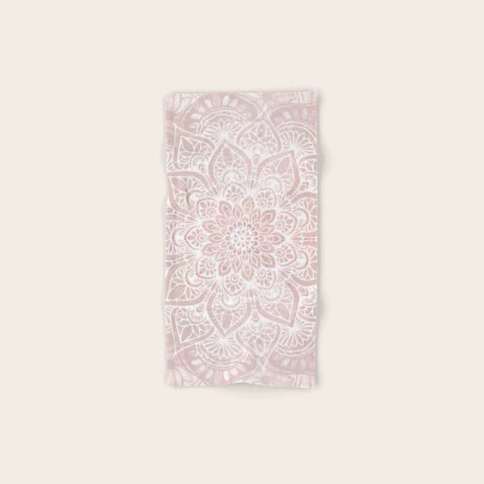 Mandala Yoga Love, Blush Pink Floral Bath Towel