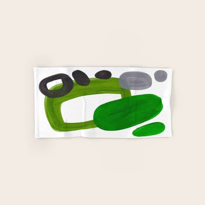 Mid Century Vintage 70'S Design Abstract Minimalist Colorful Pop Art Olive Green Dark Green Grey Bath Towel