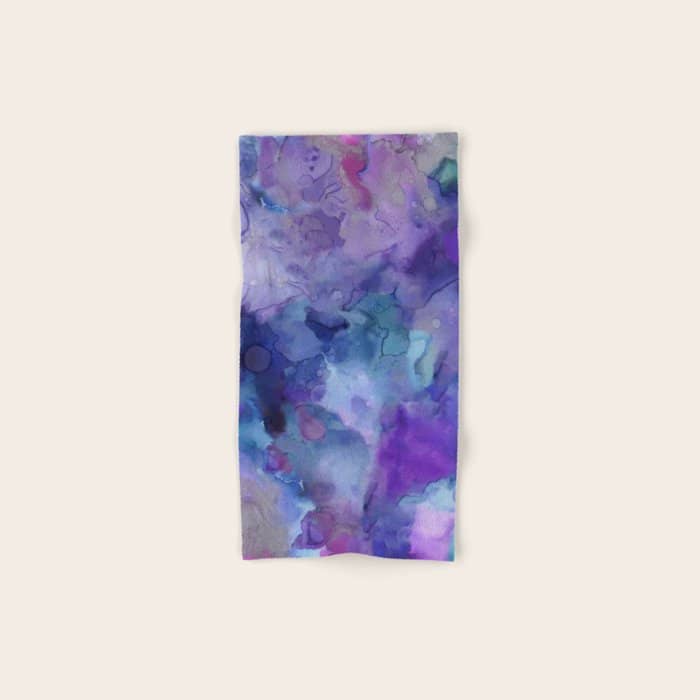 Abstract Colorful Purple Watercolor Bath Towel