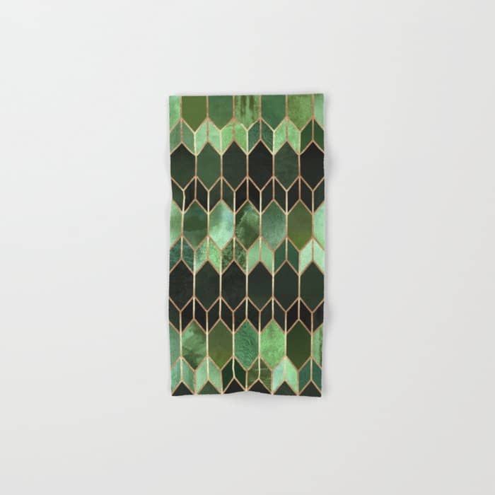 Stained Glass 5 - Forest Green Bath Towel