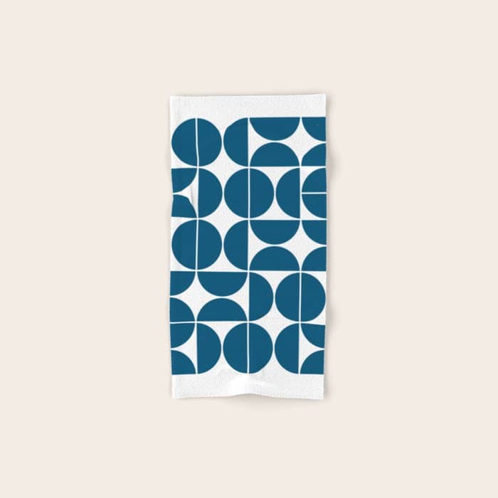 Mid Century Modern Geometric 04 Blue Bath Towel