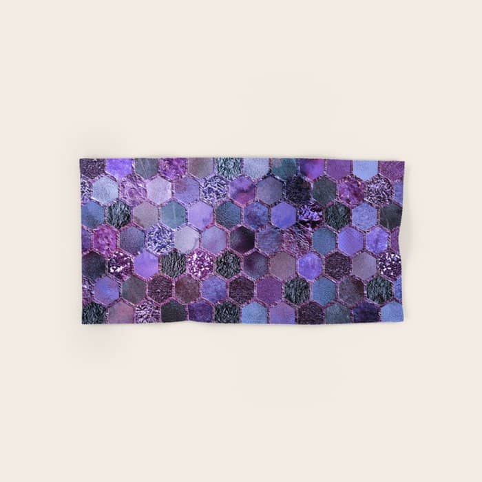 Purple Geometric Hexagonal Elegant & Luxury Pattern Bath Towel