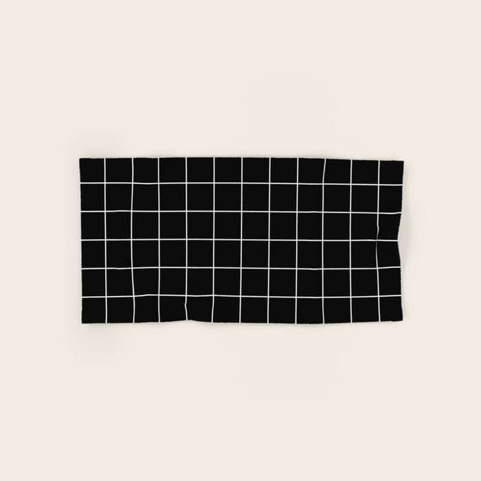 Grid Pattern Line Stripe Black And White Minimalist Geometric Stripes Lines Drawing Bath Towel