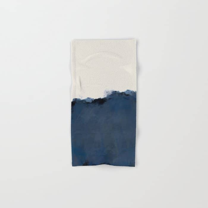Abstract, Blue, Beige, Indigo Bath Towel