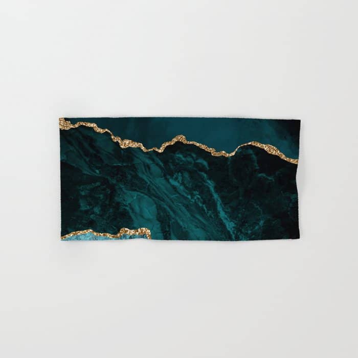 Teal Blue Emerald Marble Landscapes Bath Towel