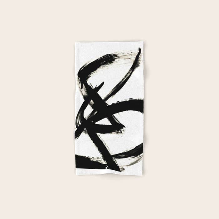 Brushstroke 3 - A Simple Black And White Ink Design Bath Towel
