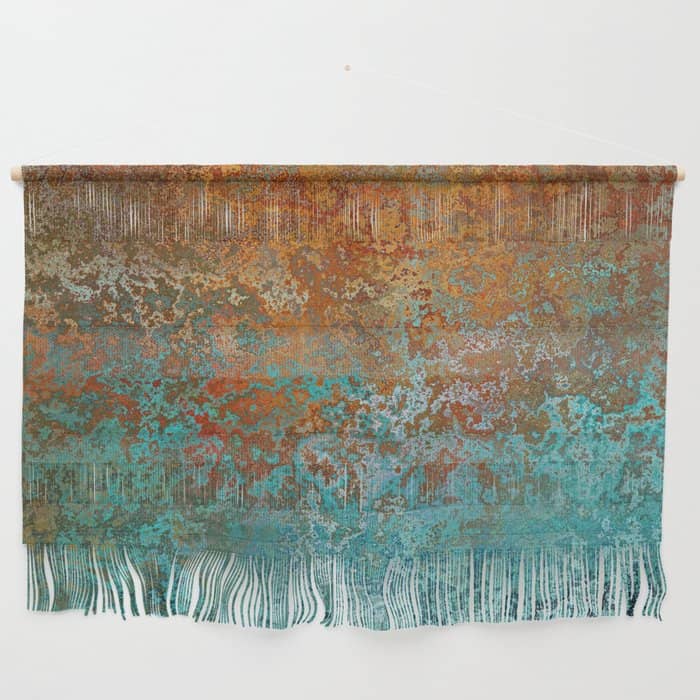 Vintage Copper And Teal Rust Wall Hanging