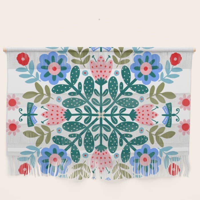 Scandinavian Folk Art Mandala  Wall Hanging