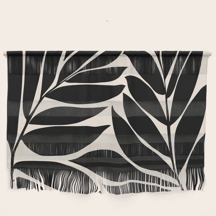 Black Seagrass Shapes Drawing Wall Hanging
