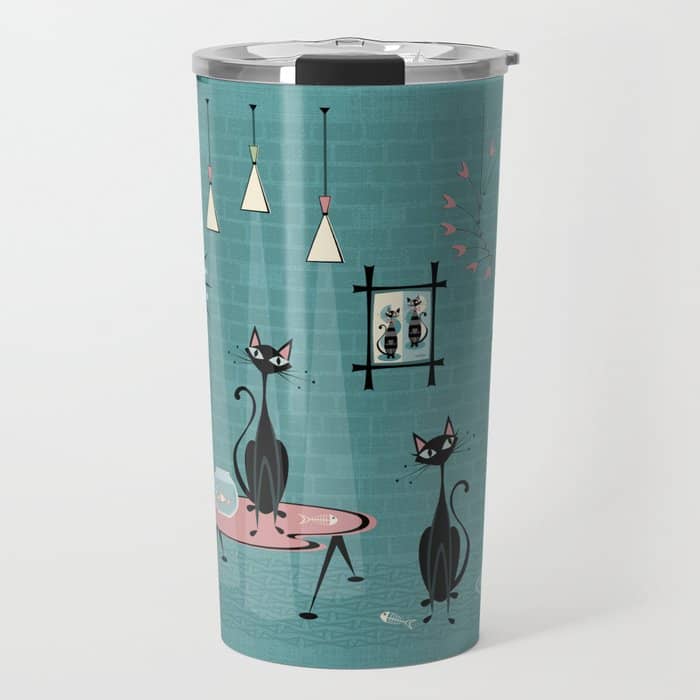 Mid Century Kitty Mischief - ©Studioxtine Travel Mug